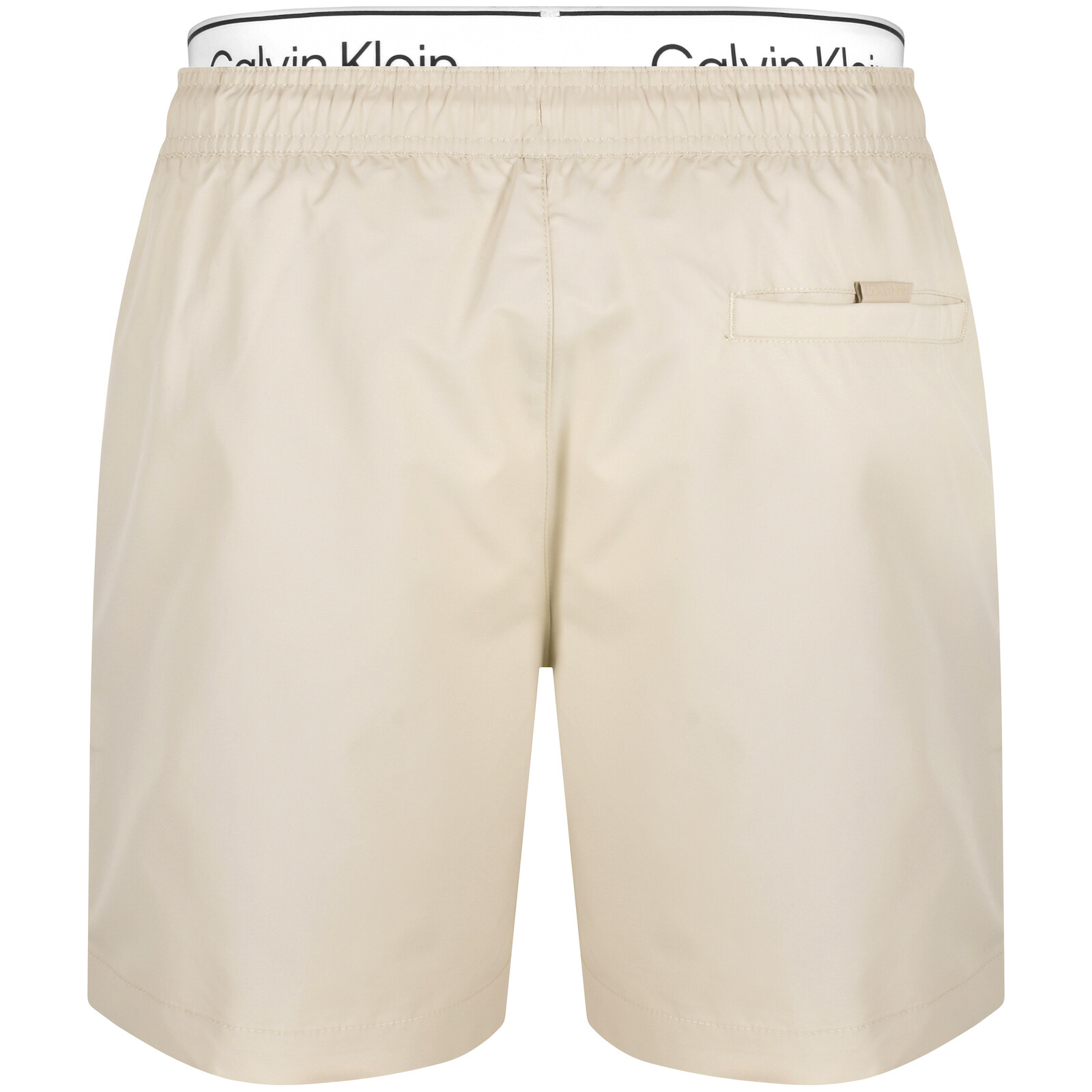 Shop Calvin Klein Logo Swim Shorts Beige