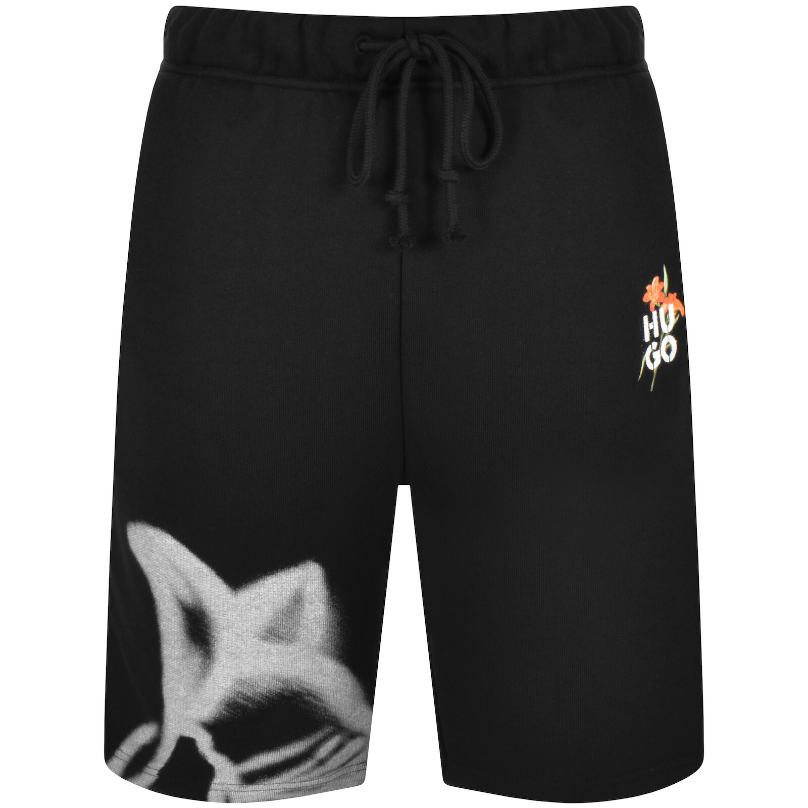 Shop Hugo Diflowos Jersey Shorts Black