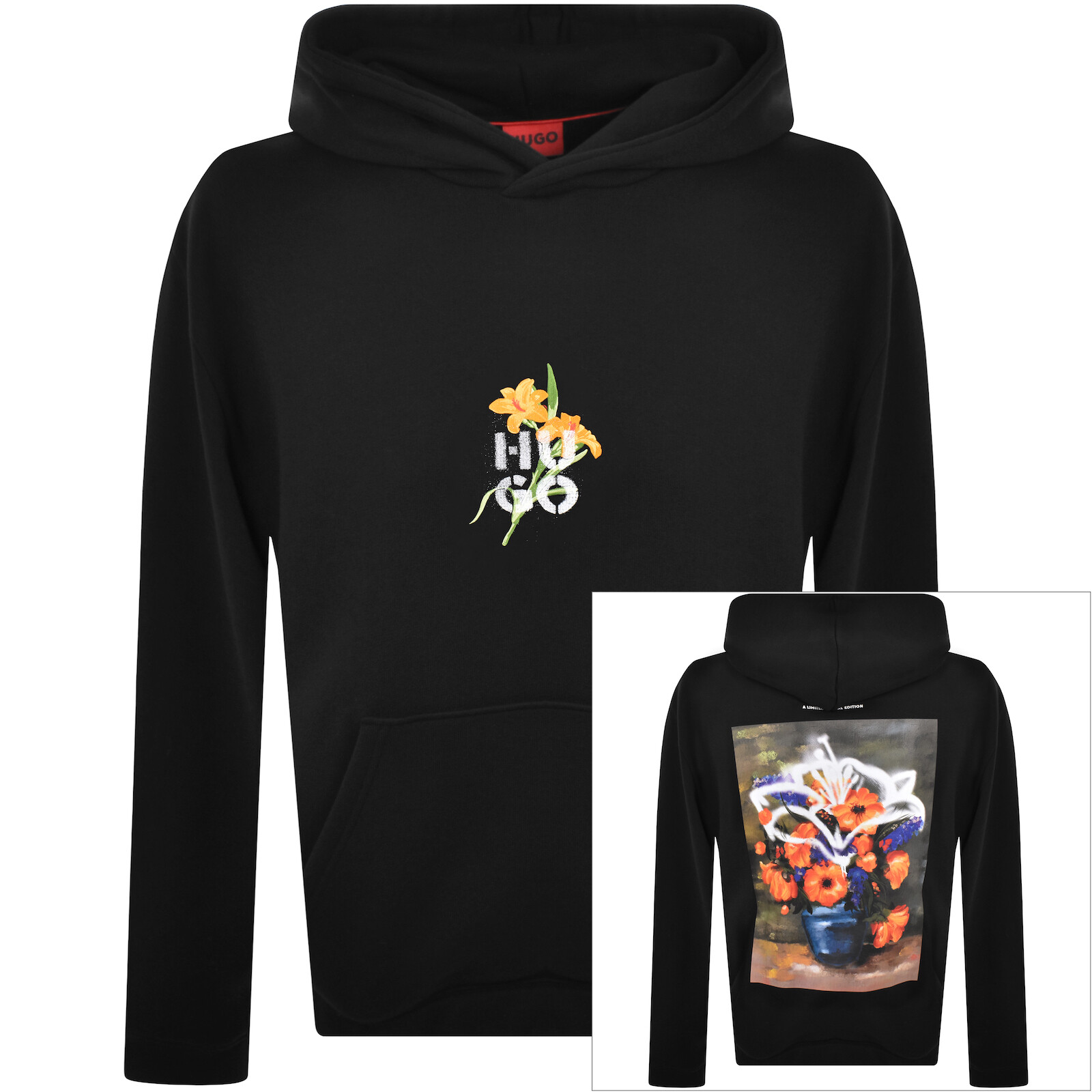 Shop Hugo Diblossomy Hoodie Black