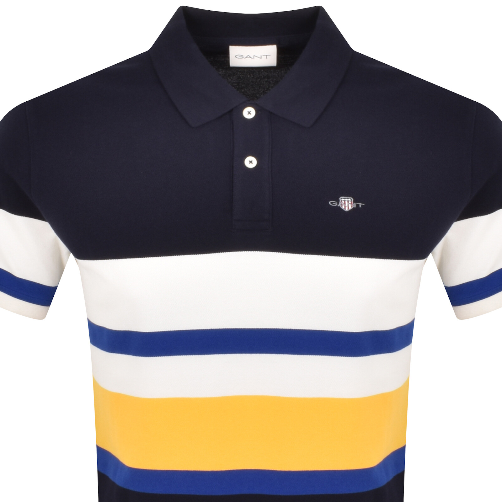 GANT GANT MULTI STRIPE PIQUE POLO T SHIRT NAVY 