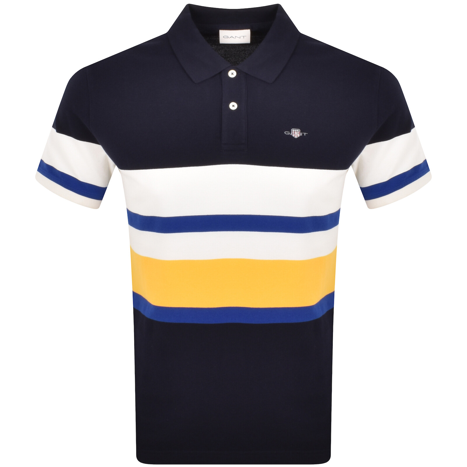 GANT GANT MULTI STRIPE PIQUE POLO T SHIRT NAVY 