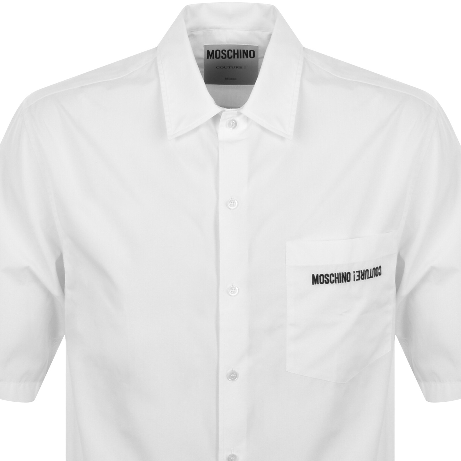 Shop Moschino Short Sleeve Poplin Shirt White