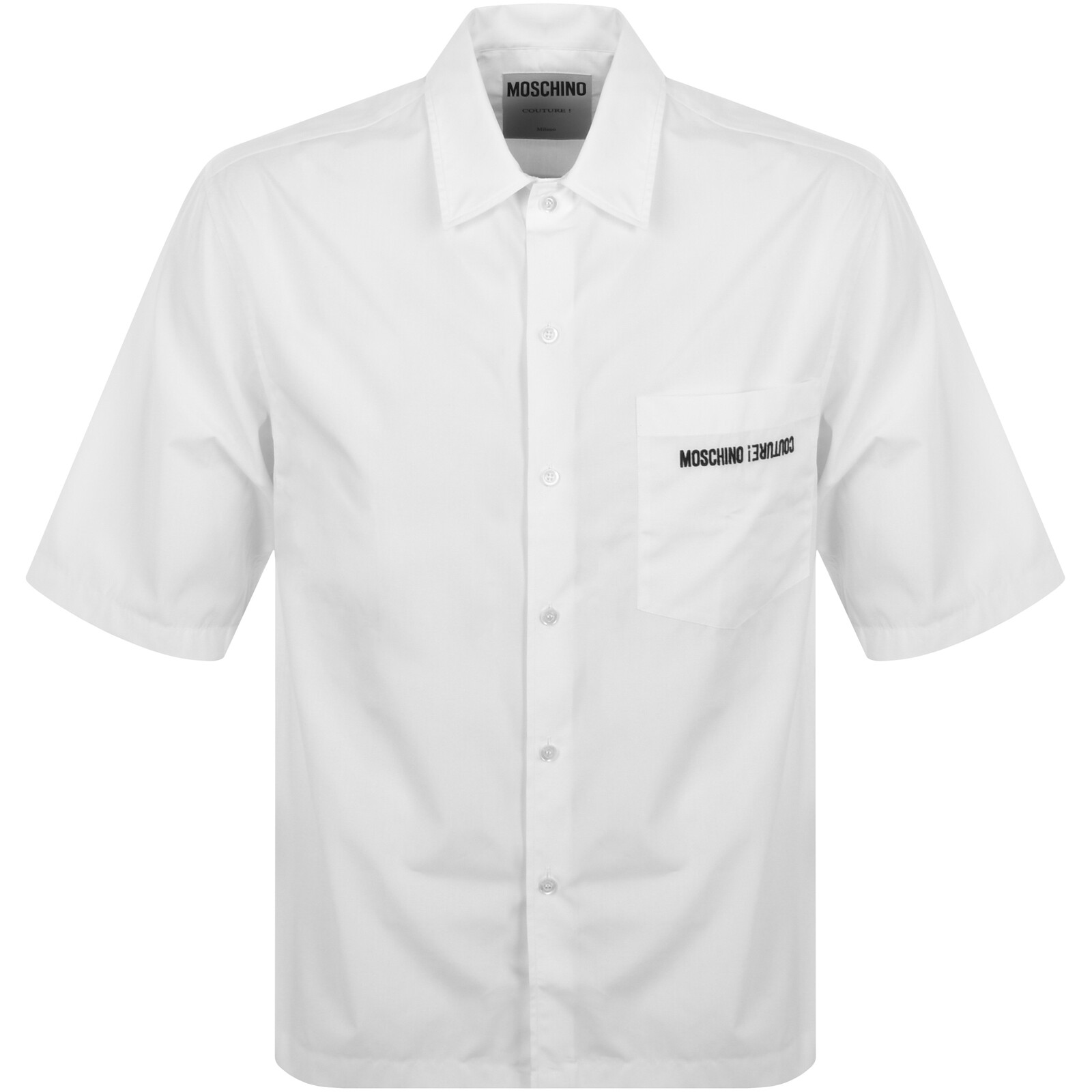 Shop Moschino Short Sleeve Poplin Shirt White