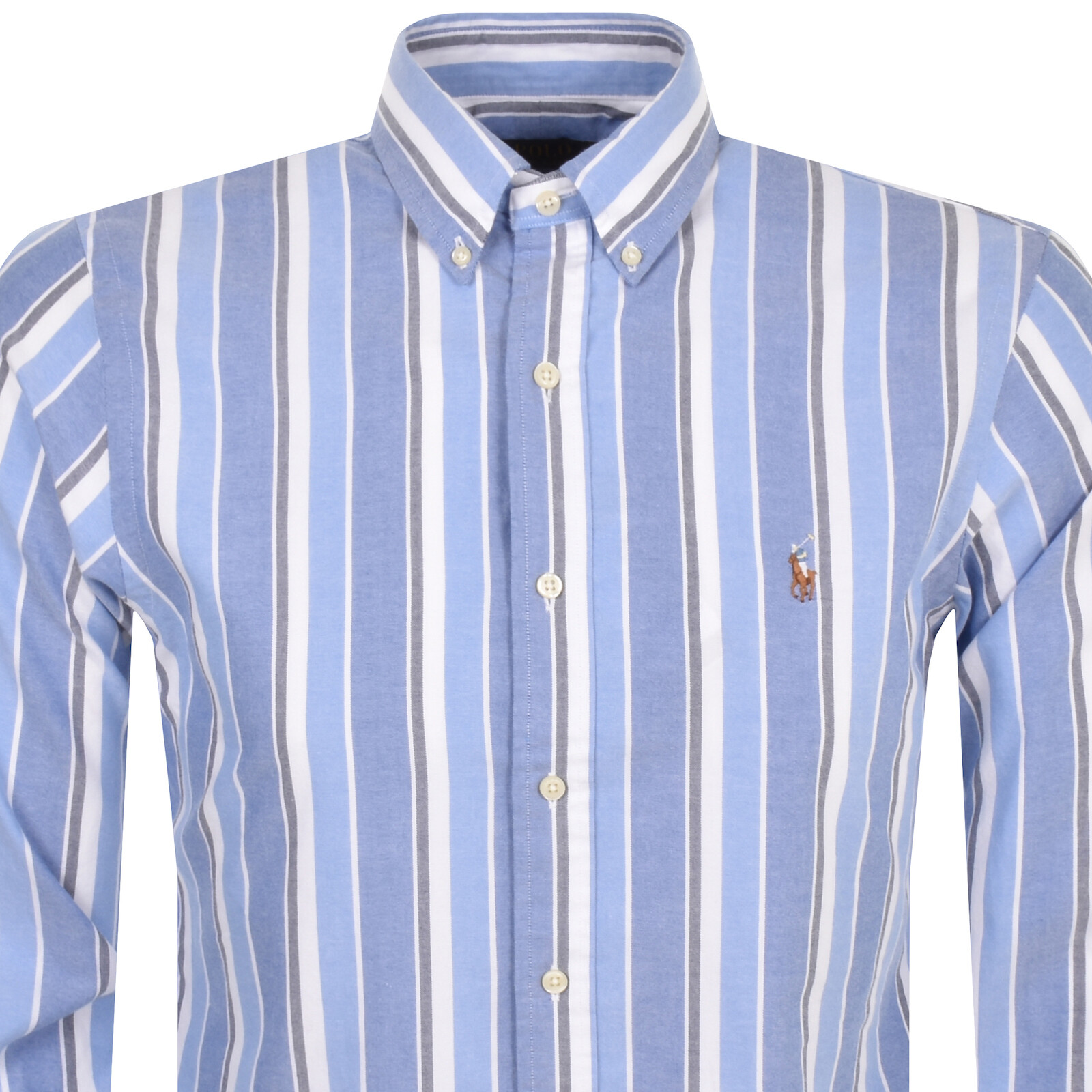 Shop Ralph Lauren Striped Cotton Shirt Blue