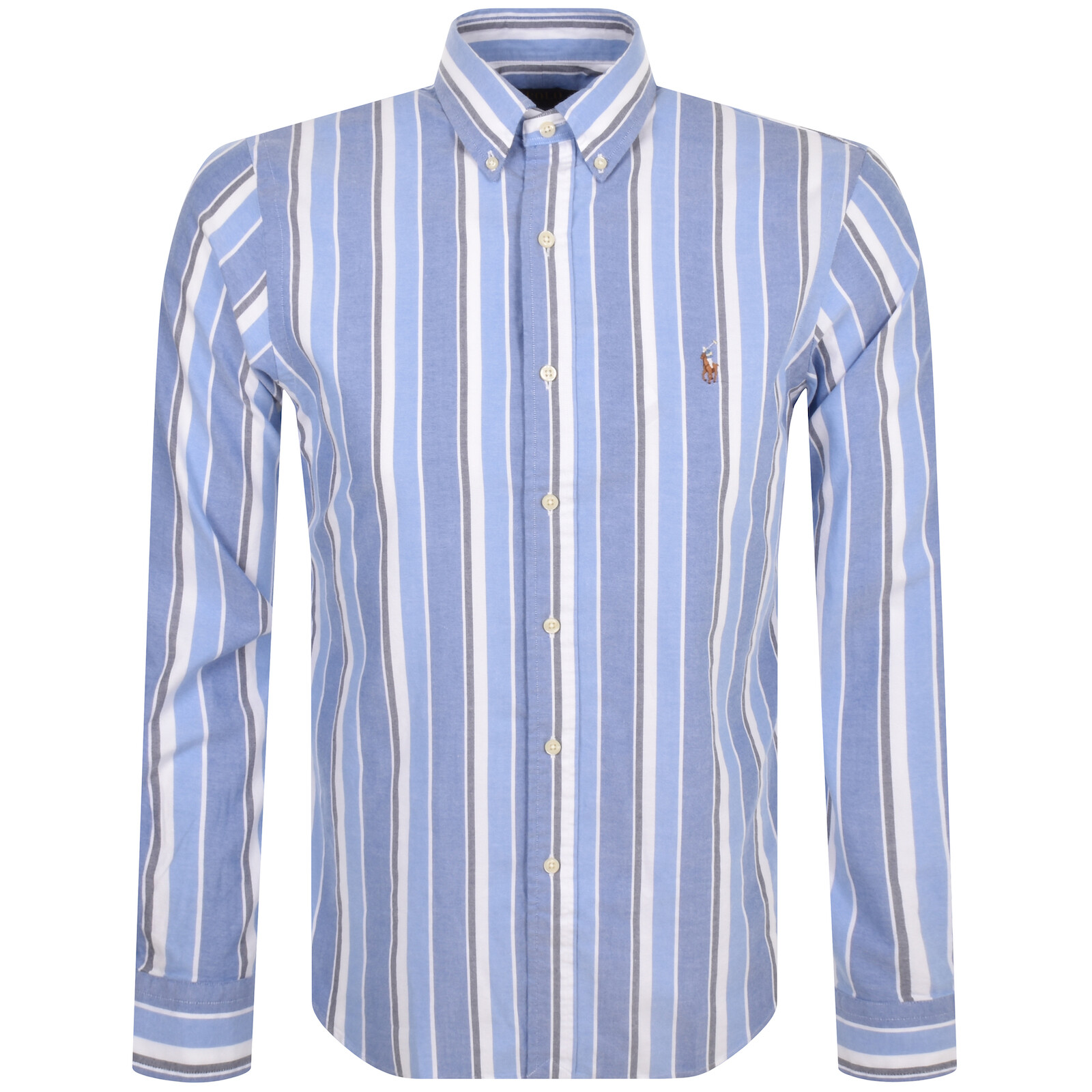 Shop Ralph Lauren Striped Cotton Shirt Blue