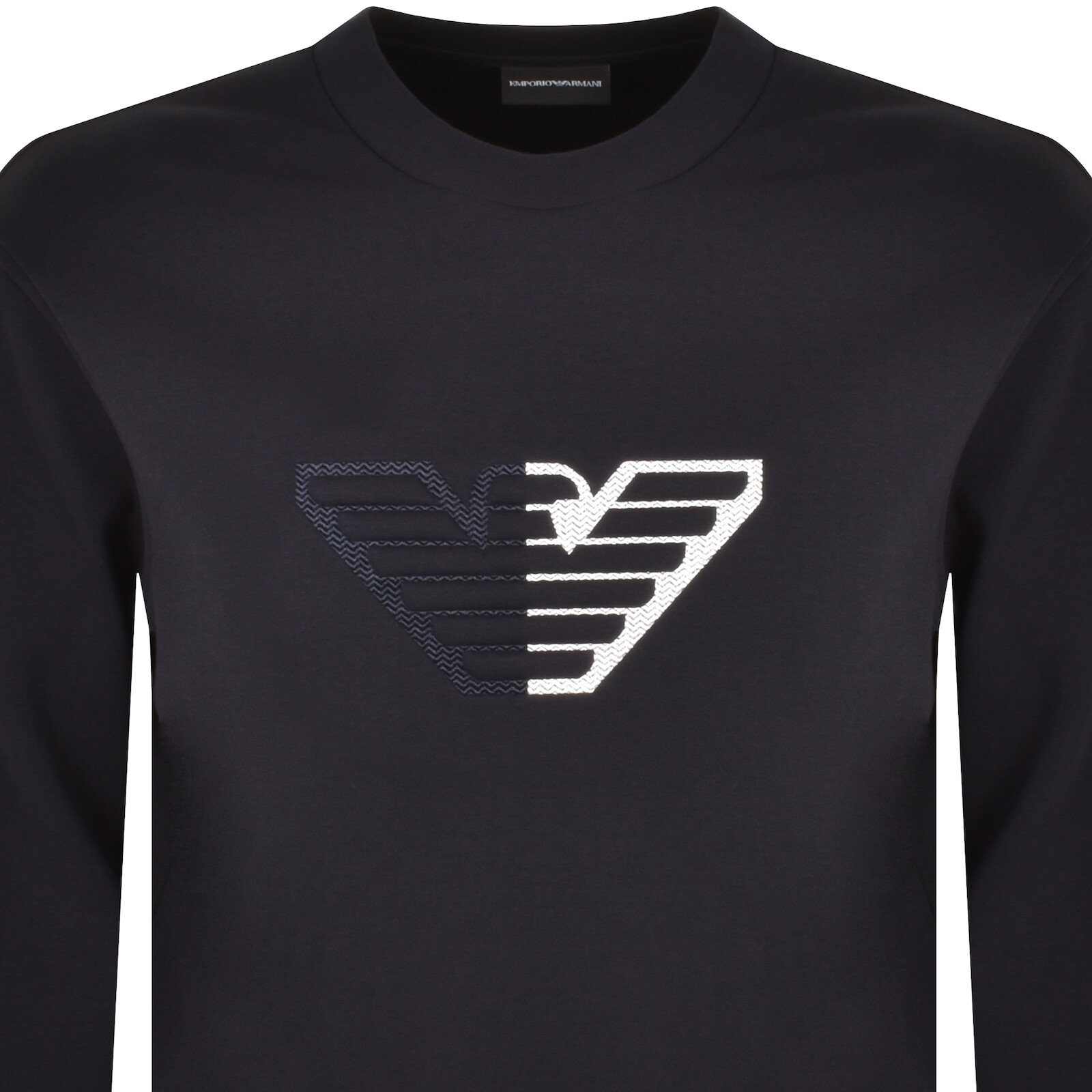 Shop Armani Collezioni Emporio Armani Crew Neck Logo Sweatshirt Navy