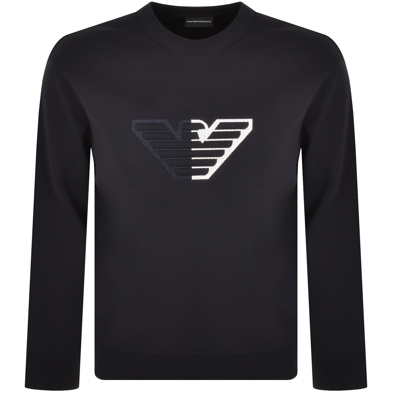 Shop Armani Collezioni Emporio Armani Crew Neck Logo Sweatshirt Navy