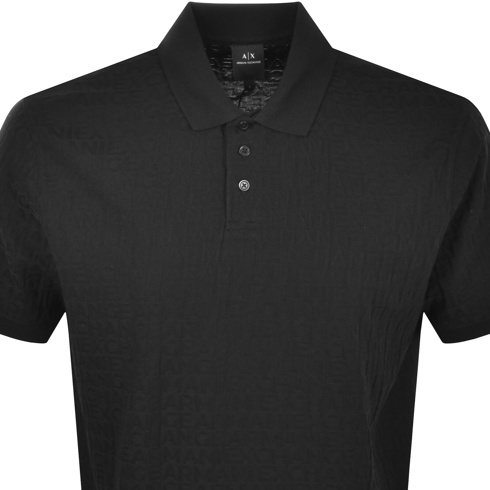 Shop Armani Exchange Logo Polo T Shirt Black