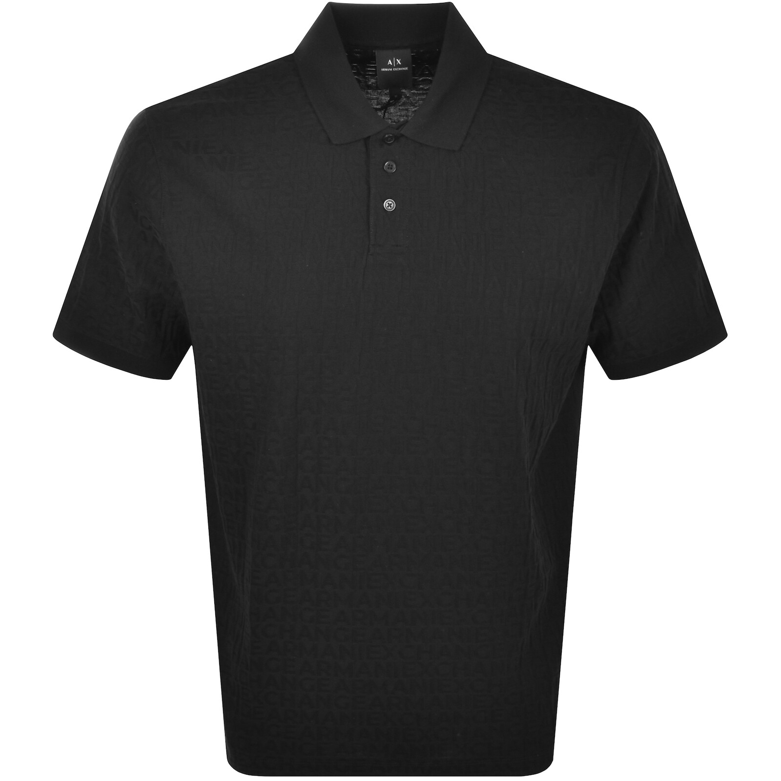 Shop Armani Exchange Logo Polo T Shirt Black