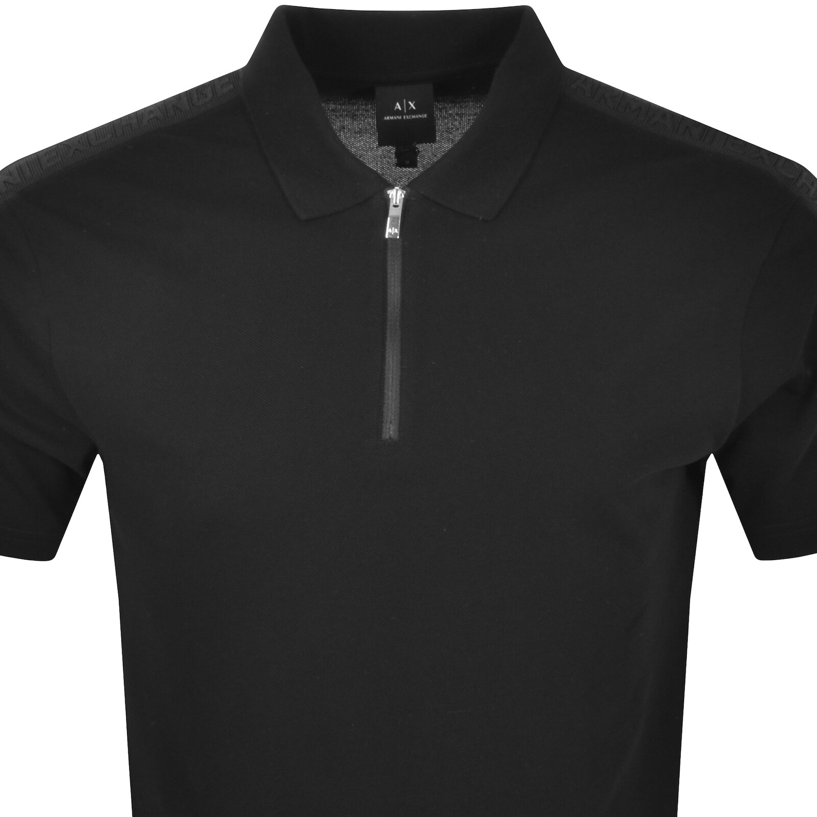 Shop Armani Exchange Taped Polo T Shirt Black