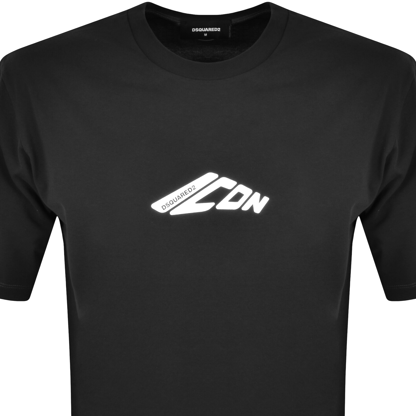 Dsquared2 Black T-shirt With Contrasting Icon Print In Cotton Man In Black