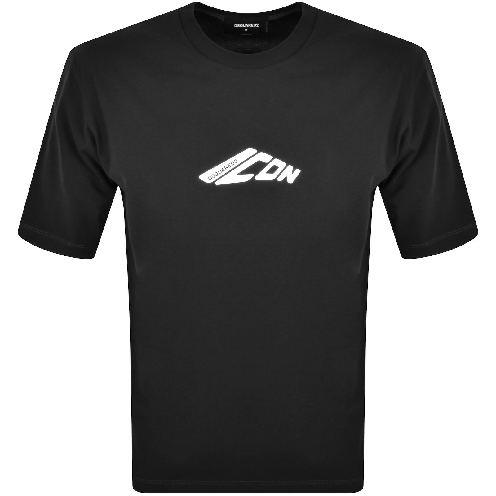 Dsquared2 Black T-shirt With Contrasting Icon Print In Cotton Man In Black