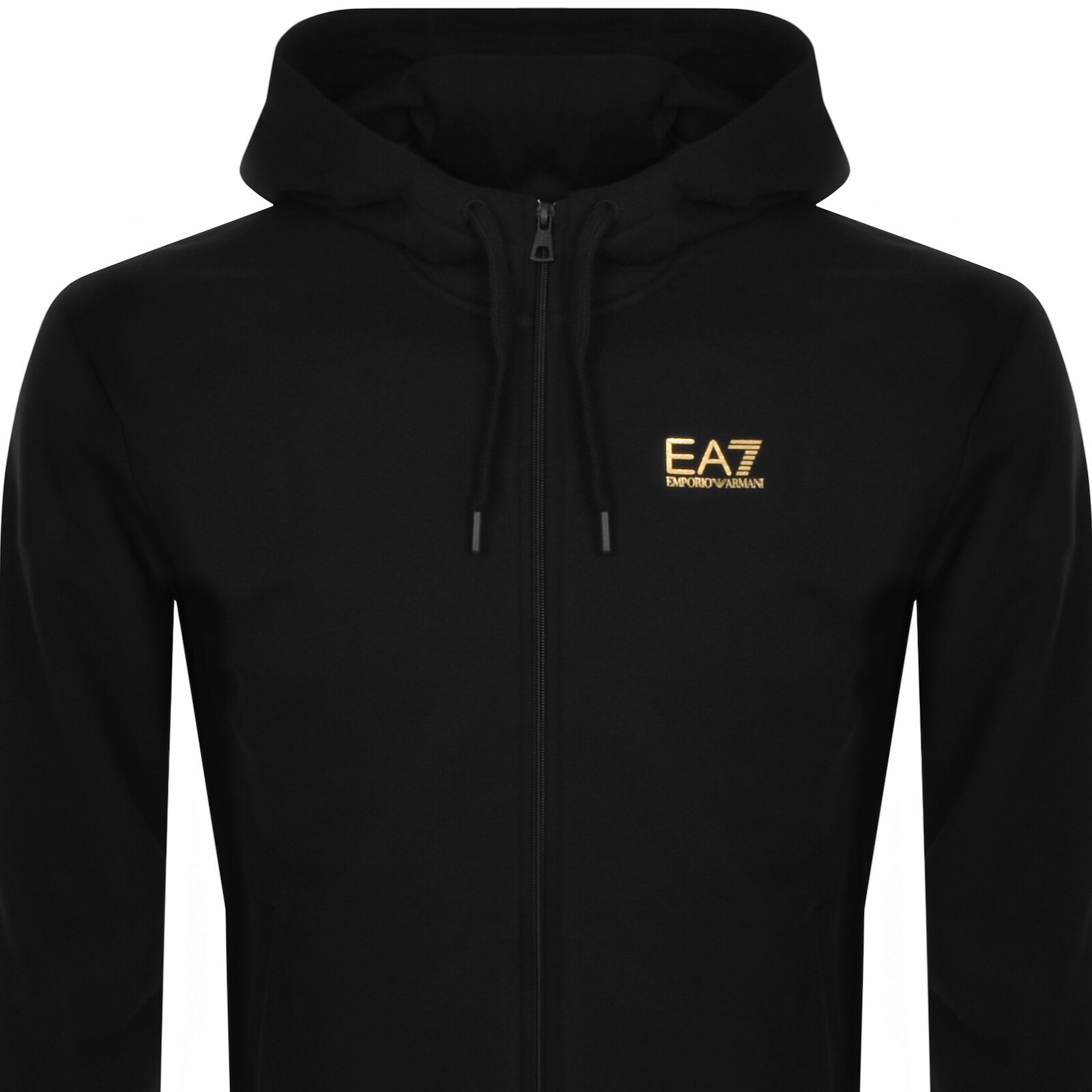 Ea7 Emporio Armani Full Zip Logo Hoodie Black In Black