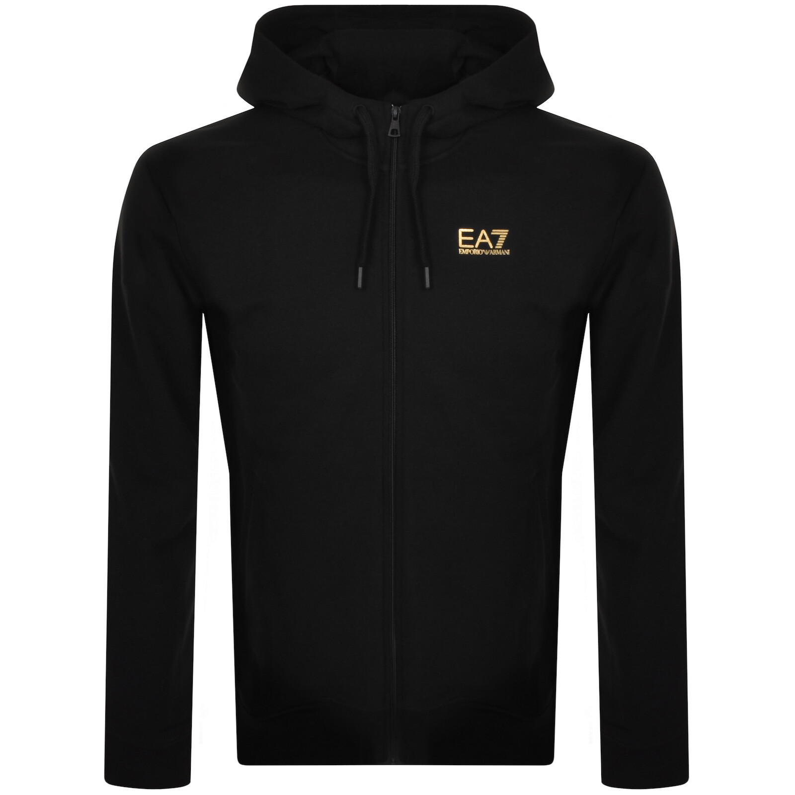 Ea7 Emporio Armani Full Zip Logo Hoodie Black In Black