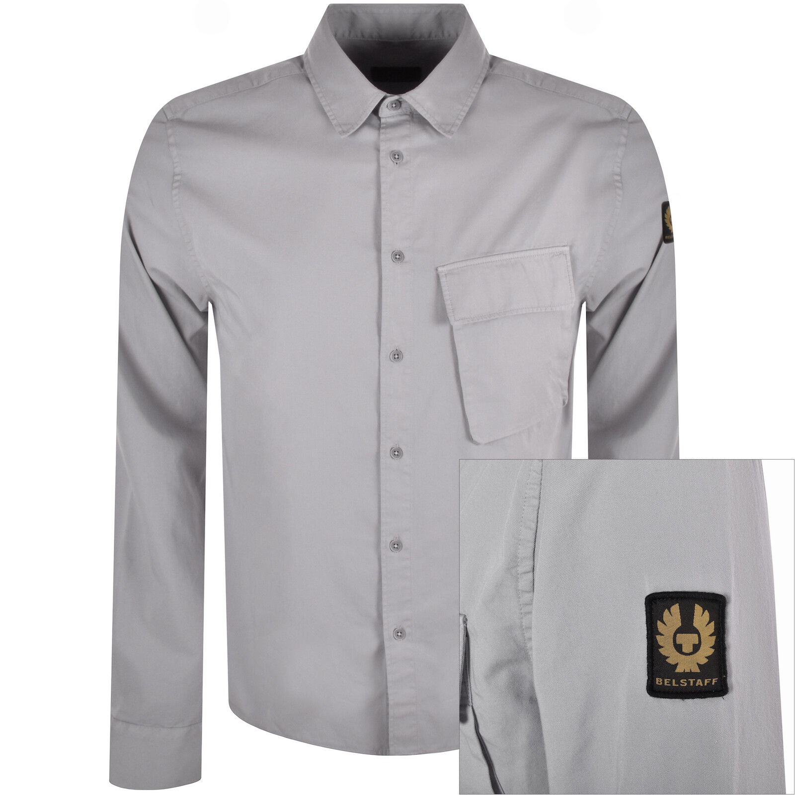 Shop Belstaff Scale Long Sleeved Shirt Grey