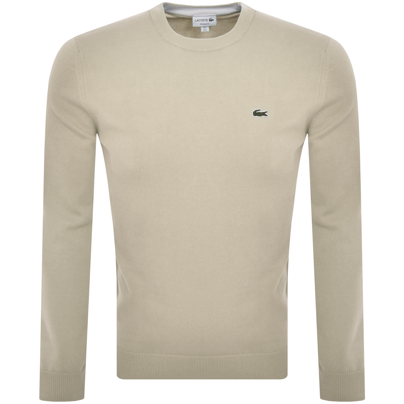 Shop Lacoste Crew Neck Knit Jumper Beige