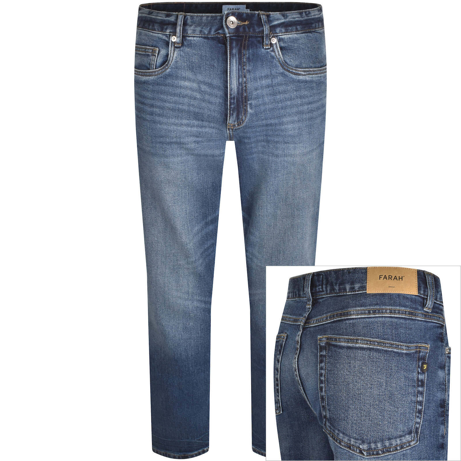 Farah Elm Mid Wash Slim Fit Jeans Blue