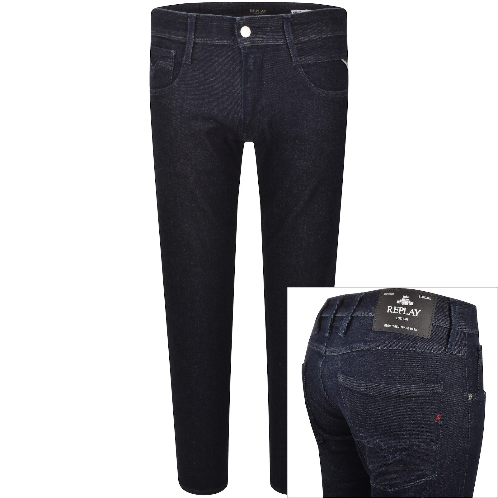Replay Anbass Slim Fit Dark Wash Jeans Blue