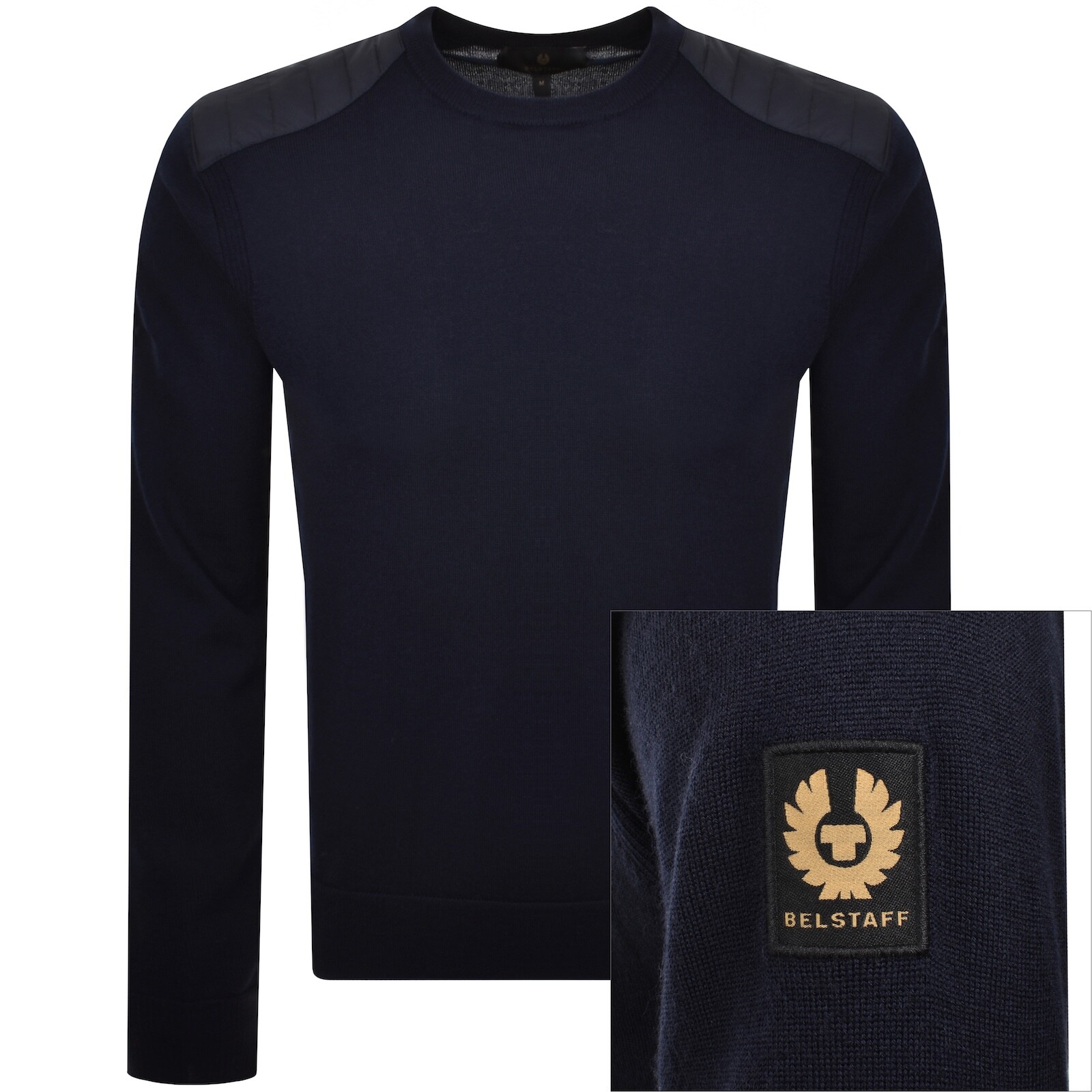 Belstaff Men's Kerrigan Crewneck Jumper Merino Wool Dark Ink Size M