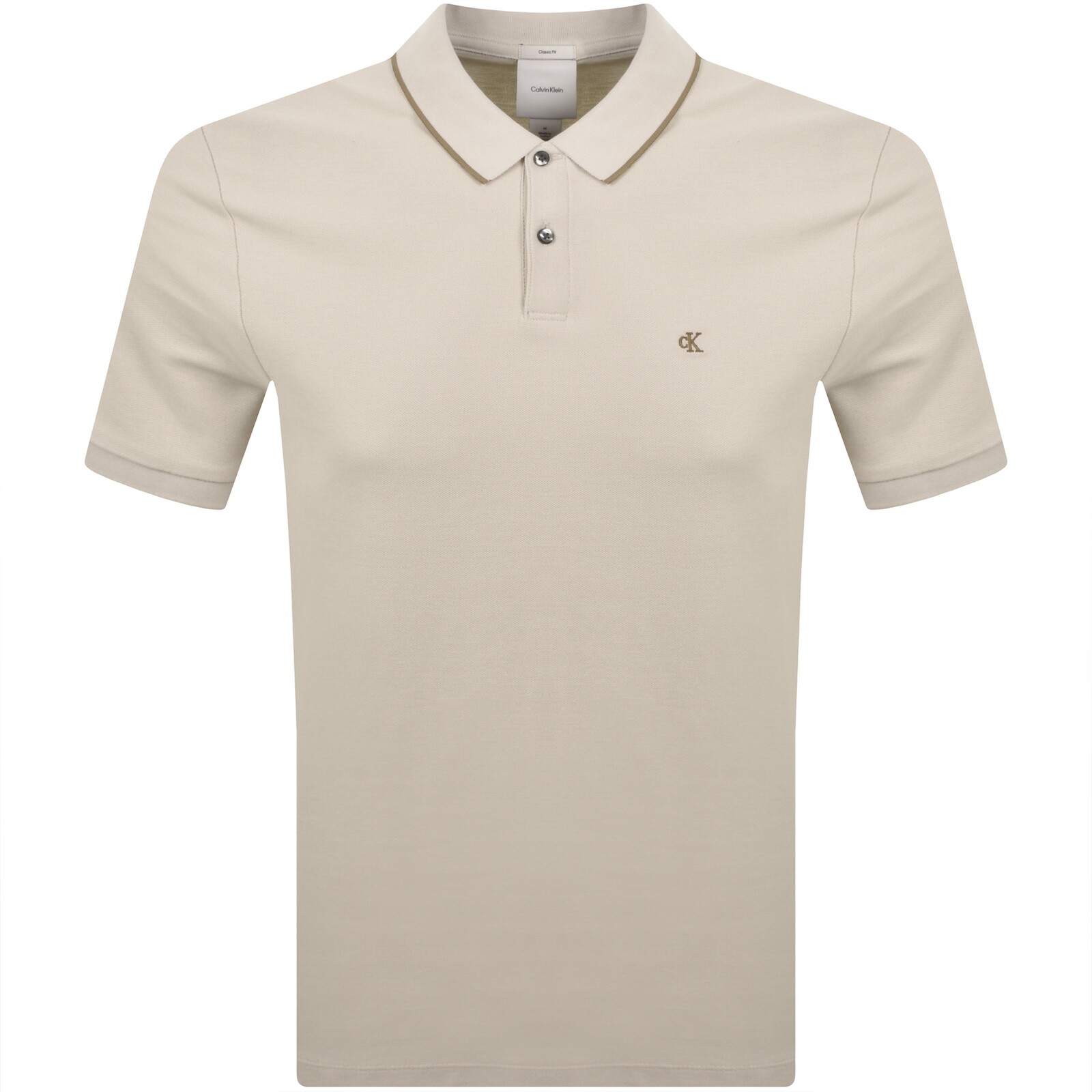 Calvin Klein Refined Pique Polo T Shirt Beige