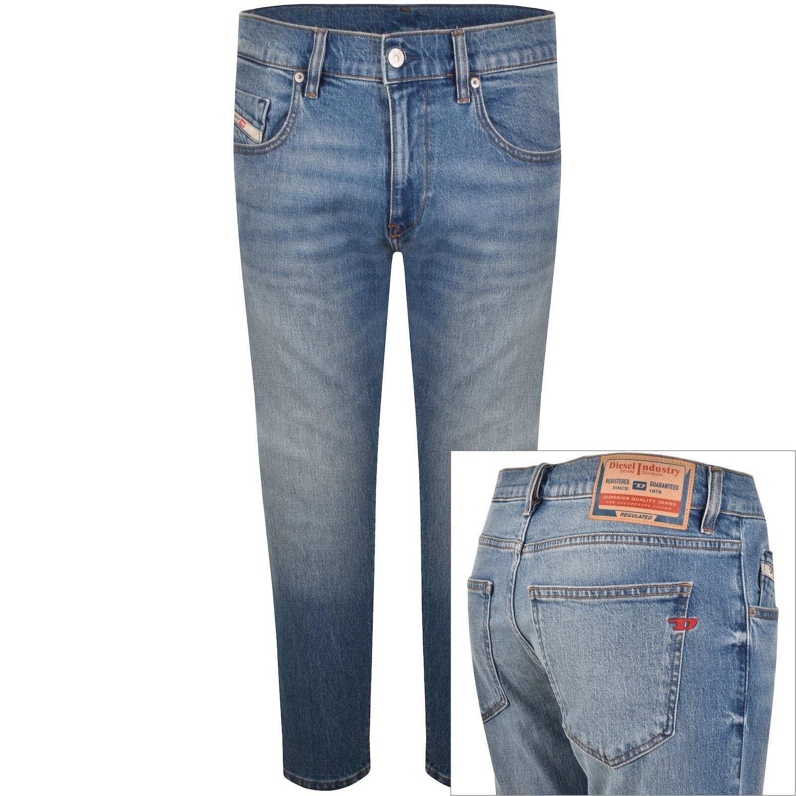 Diesel D Strukt Slim Fit Light Wash Jeans Blue
