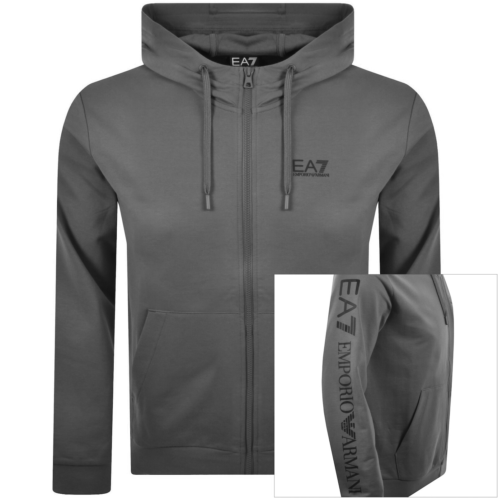 EA7 Emporio Armani Logo Zip Hoodie Grey