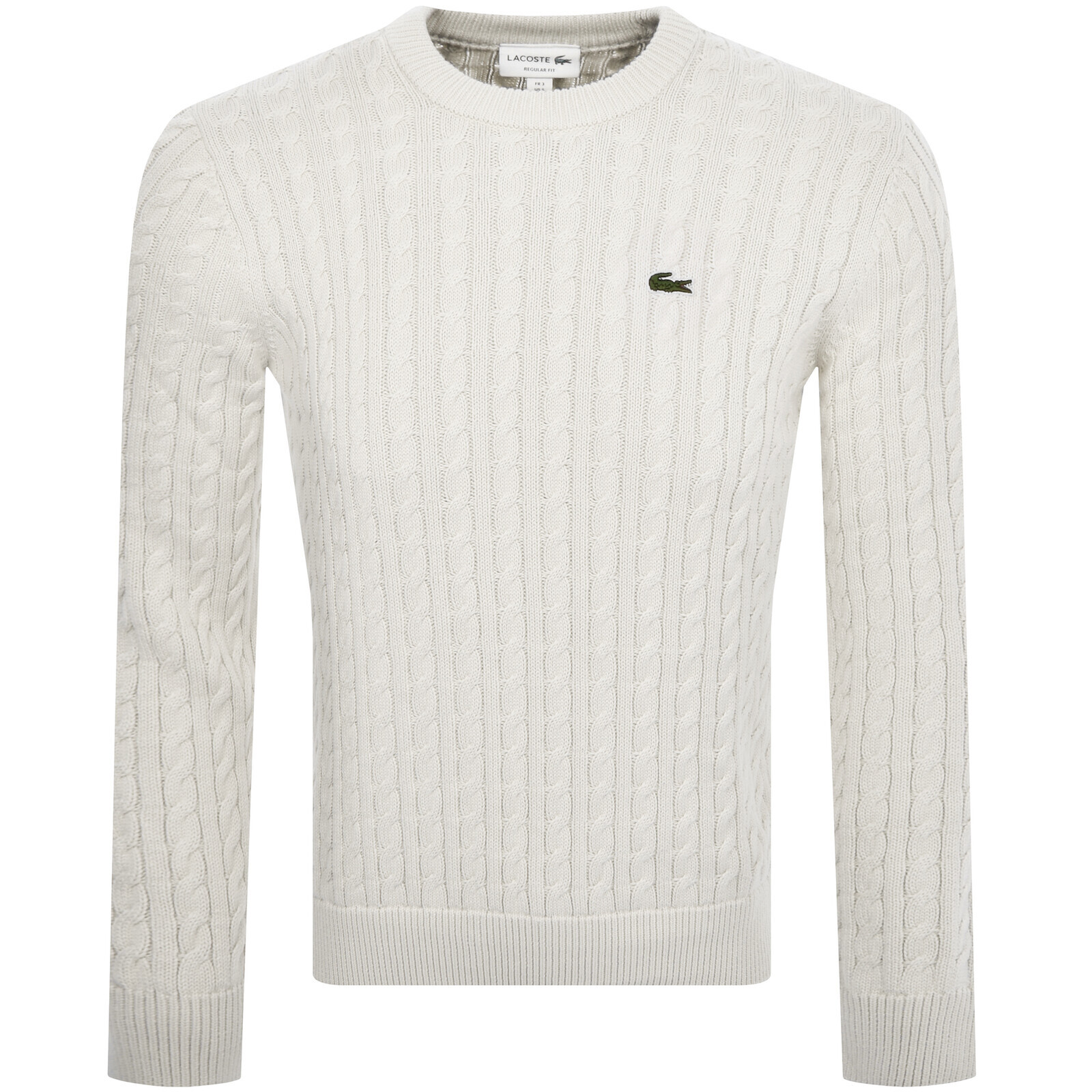 Lacoste Cable Knit Cotton Sweater Size 8 - 3XL White / Green
