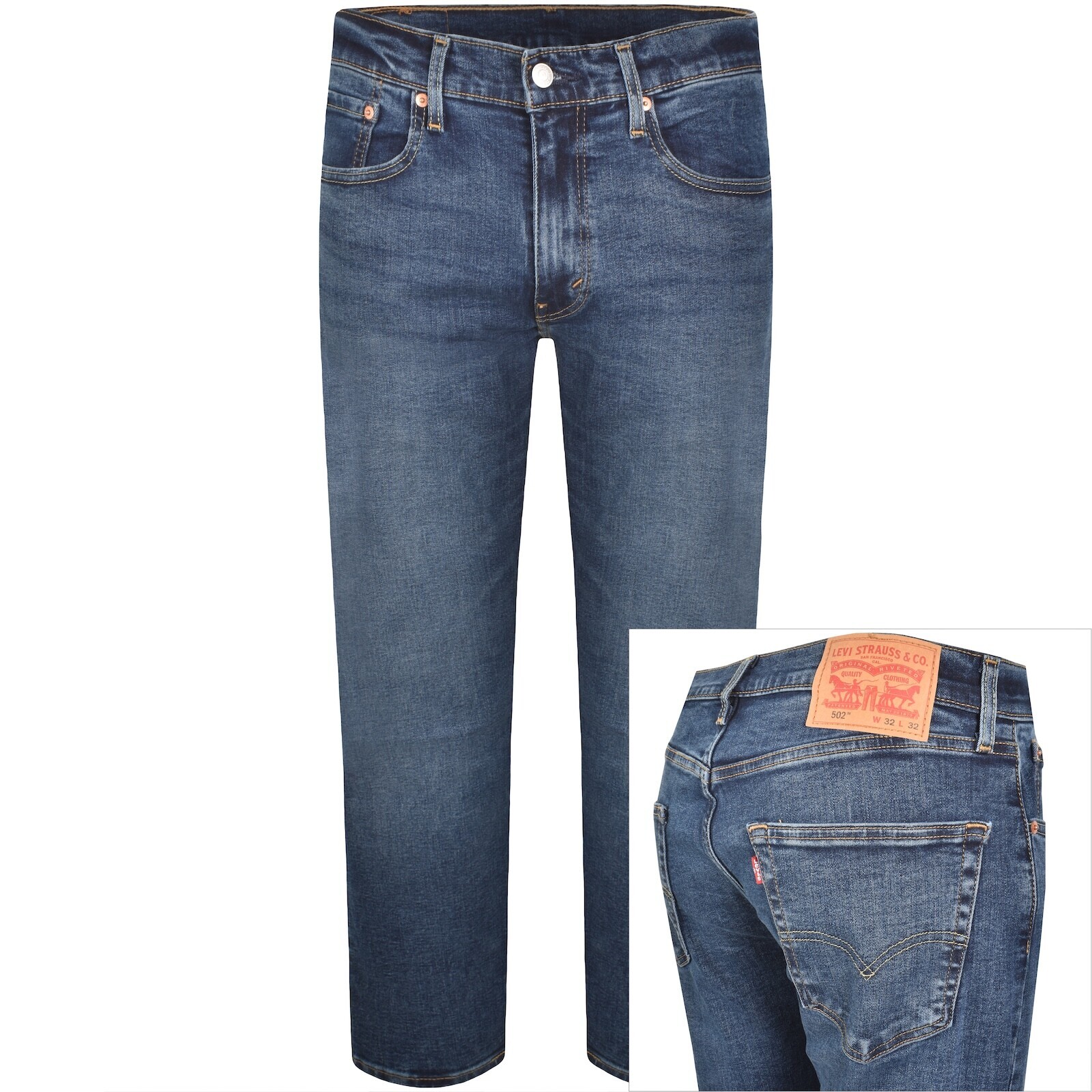 Levis 502 Tapered Mid Wash Jeans Blue