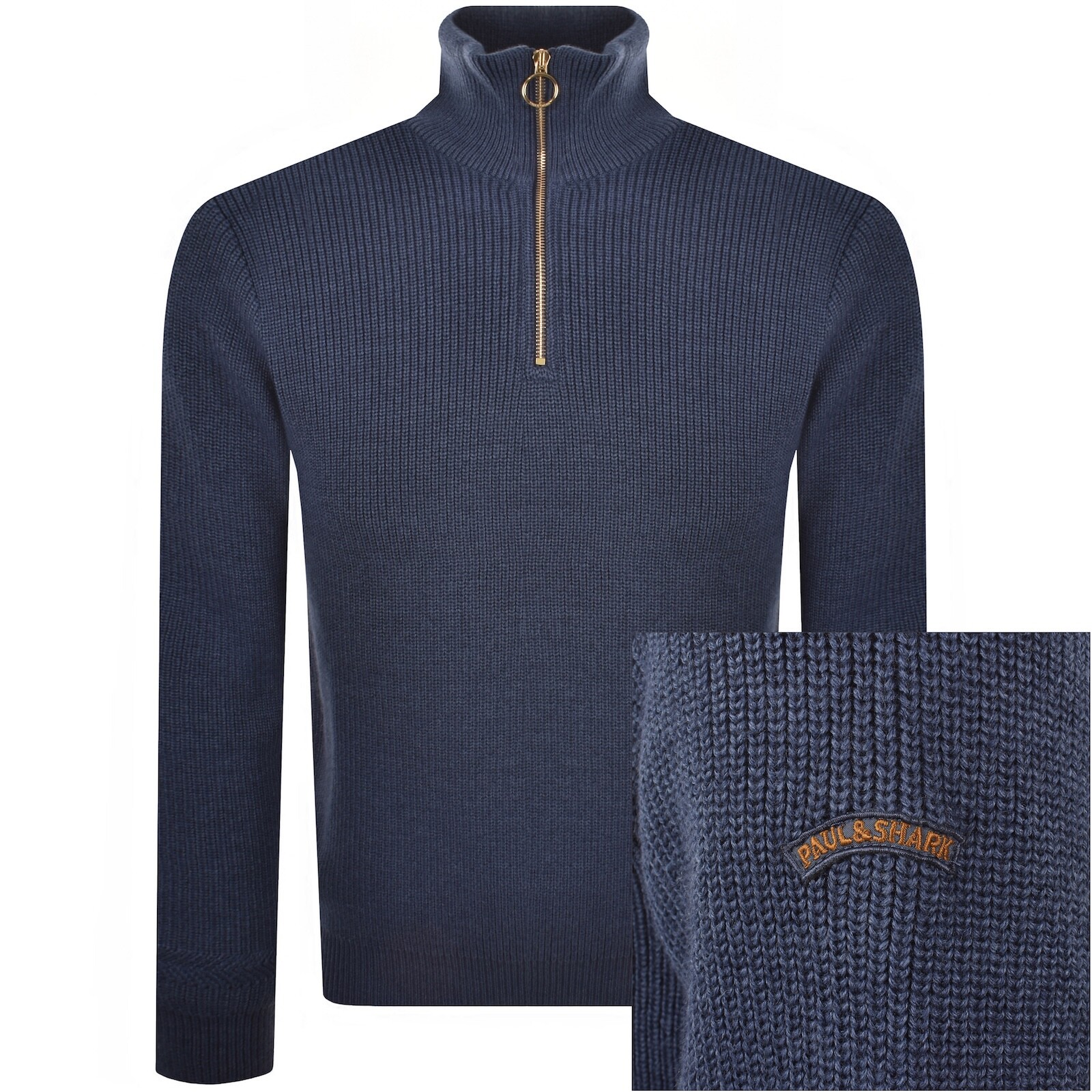 Paul And Shark Moon Badge Knit Jumper Blue
