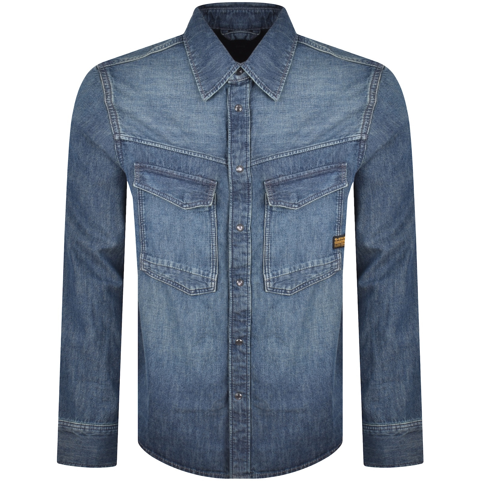 G Star Raw Dakota Regular Long Sleeved Shirt Blue