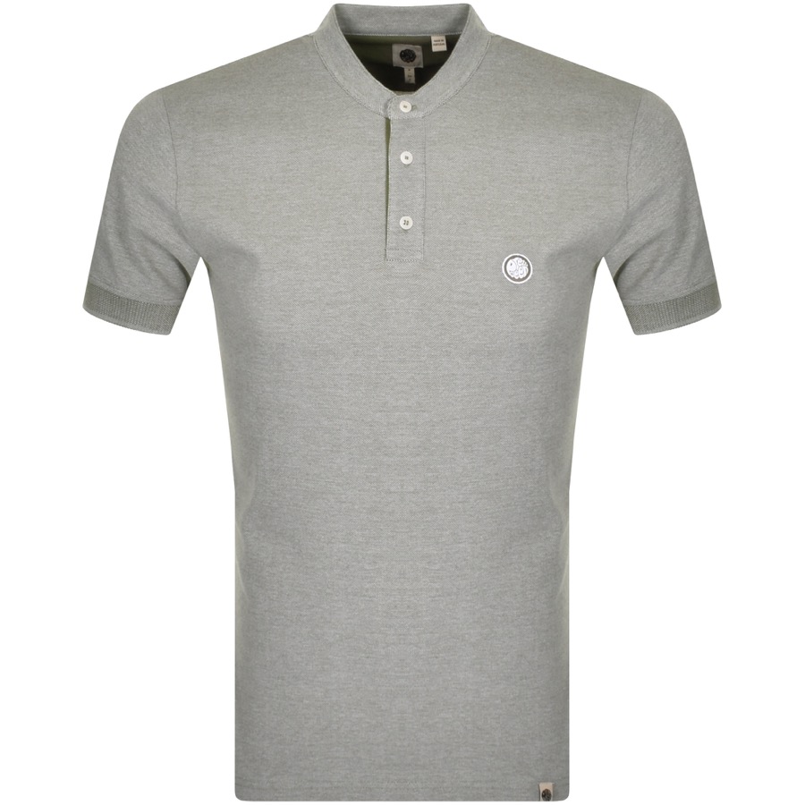PRETTY GREEN PRETTY GREEN OXFORD GRANDAD POLO T SHIRT KHAKI