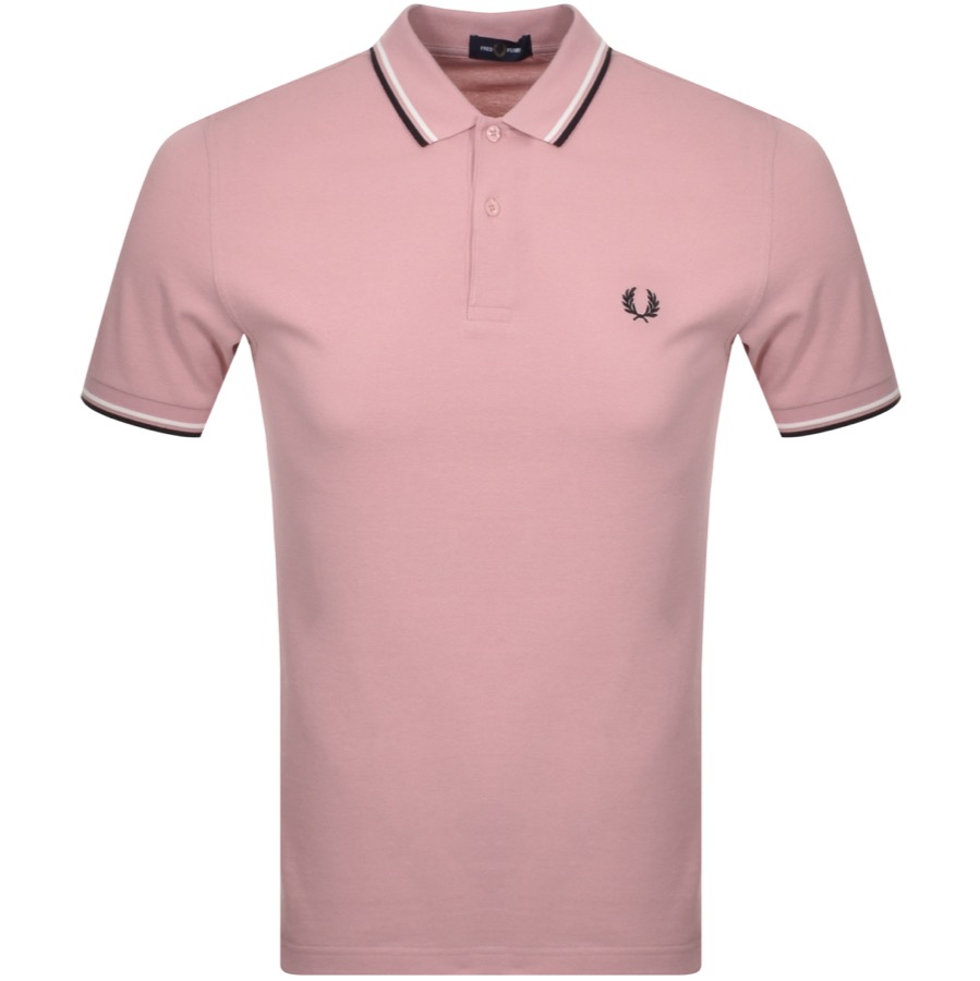 FRED PERRY FRED PERRY TWIN TIPPED POLO T SHIRT PINK