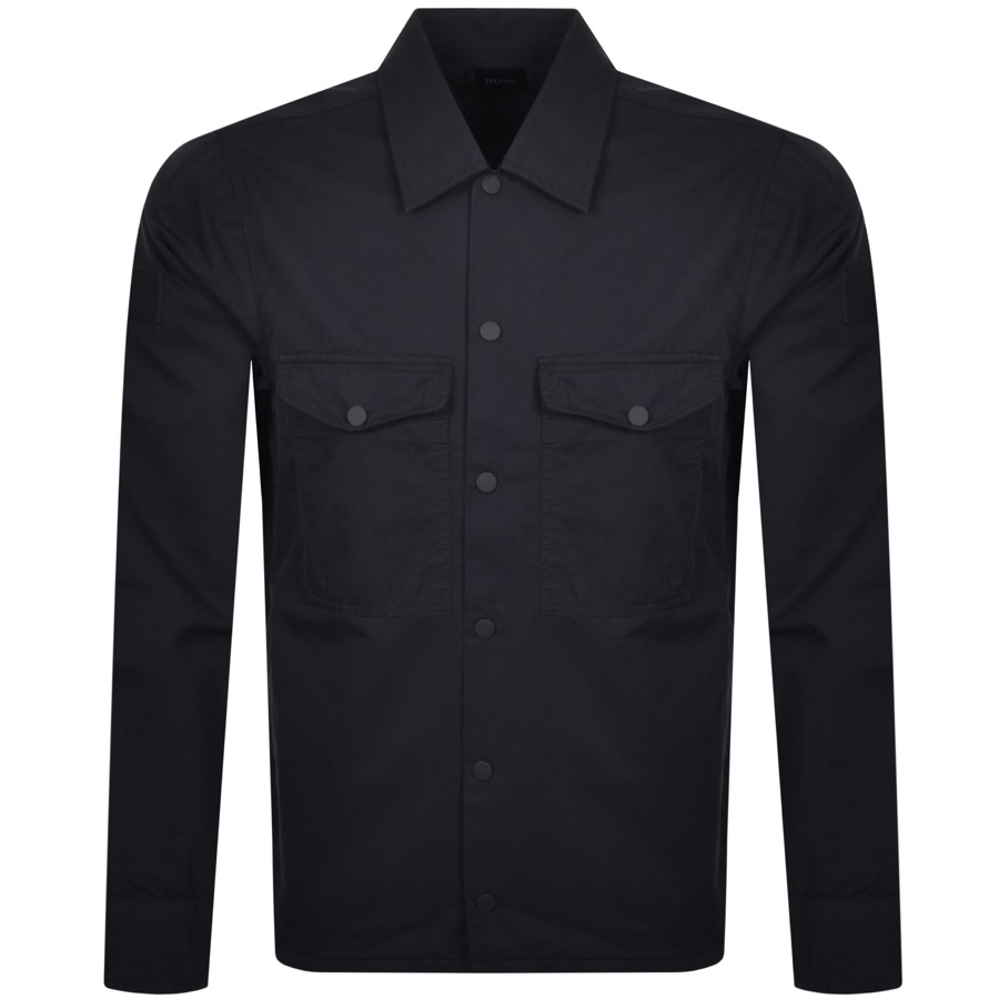 boss lovel zip overshirt jacket navy