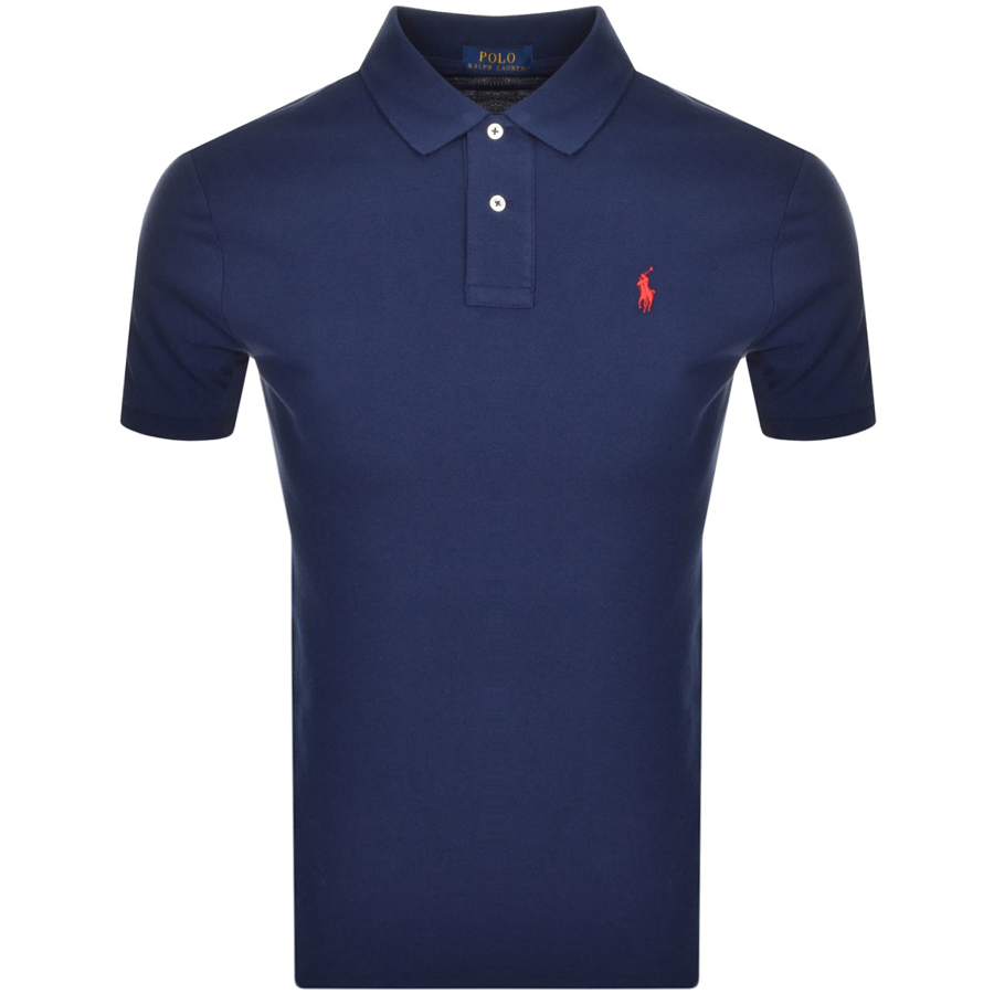 RALPH LAUREN RALPH LAUREN CUSTOM SLIM FIT POLO T SHIRT NAVY