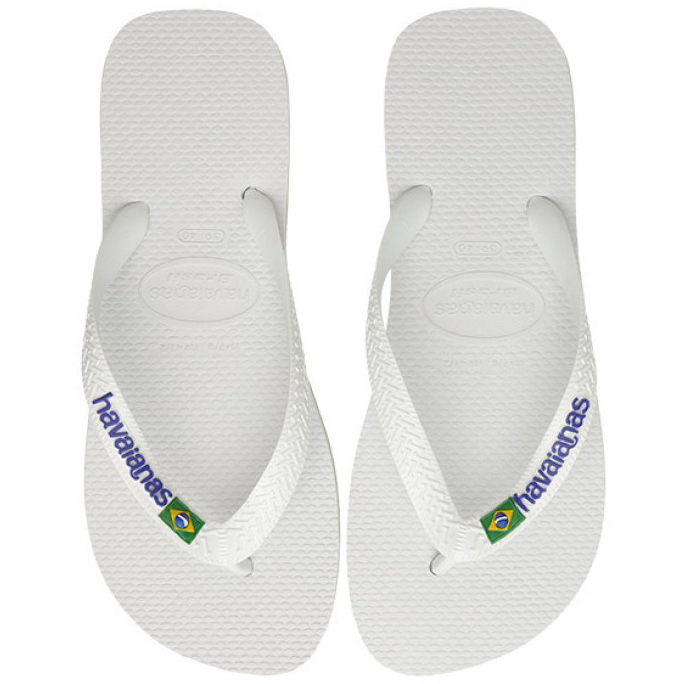 Havaianas Brasil Logo Flip Flops In White In White
