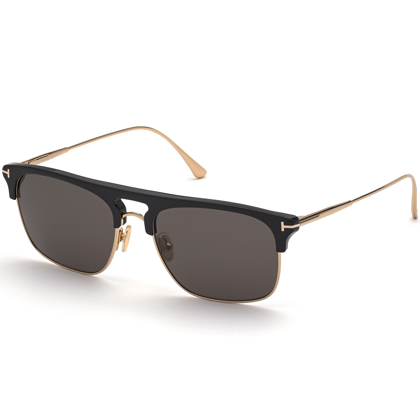 Tom Ford Smoke Square Mens Sunglasses Ft0672 01a 53 In Black,gold  Tone,pink,rose Gold Tone | ModeSens