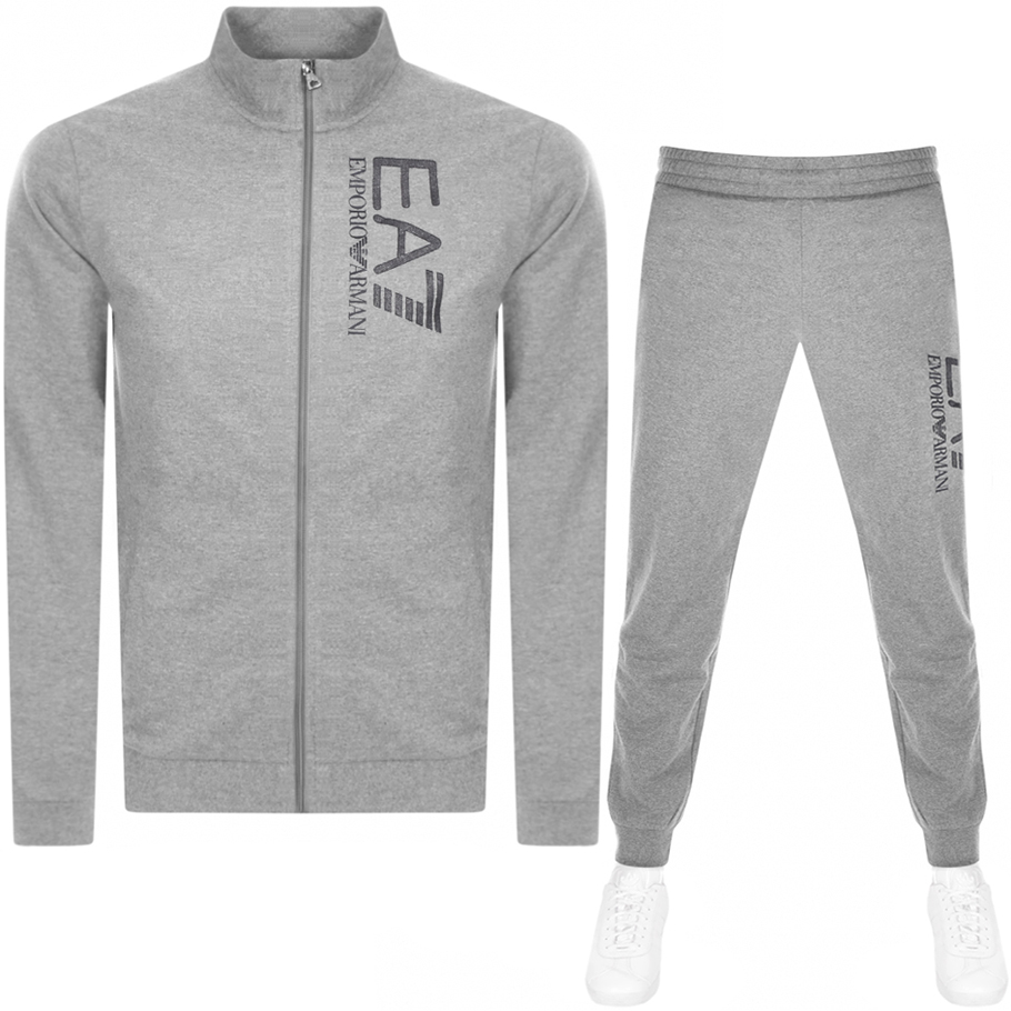 ea7 emporio armani logo tracksuit grey