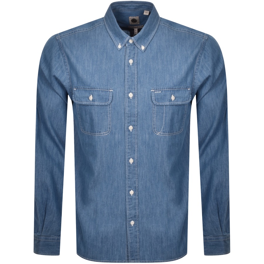 PRETTY GREEN PRETTY GREEN DENIM SHIRT NAVY