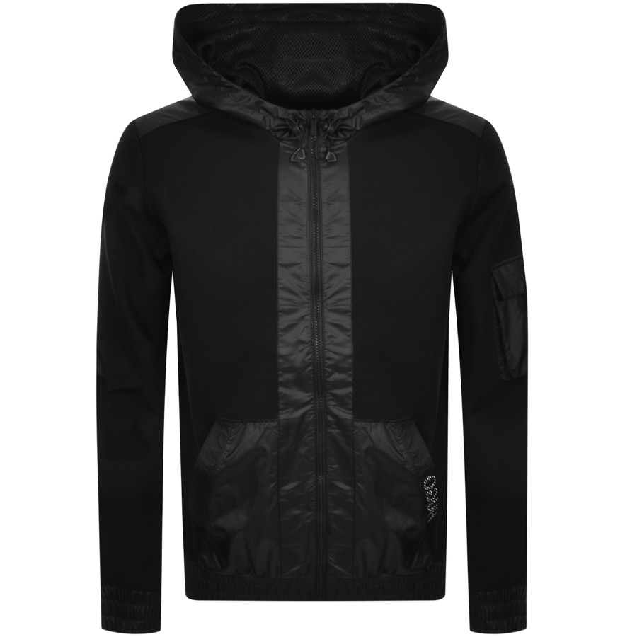 Hugo Boss Dushi Hooded Zip-up Jacket In Black