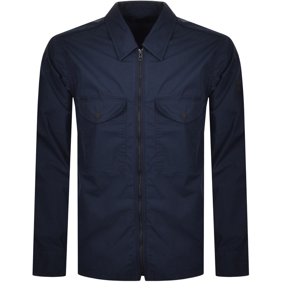 boss lovel zip overshirt jacket navy