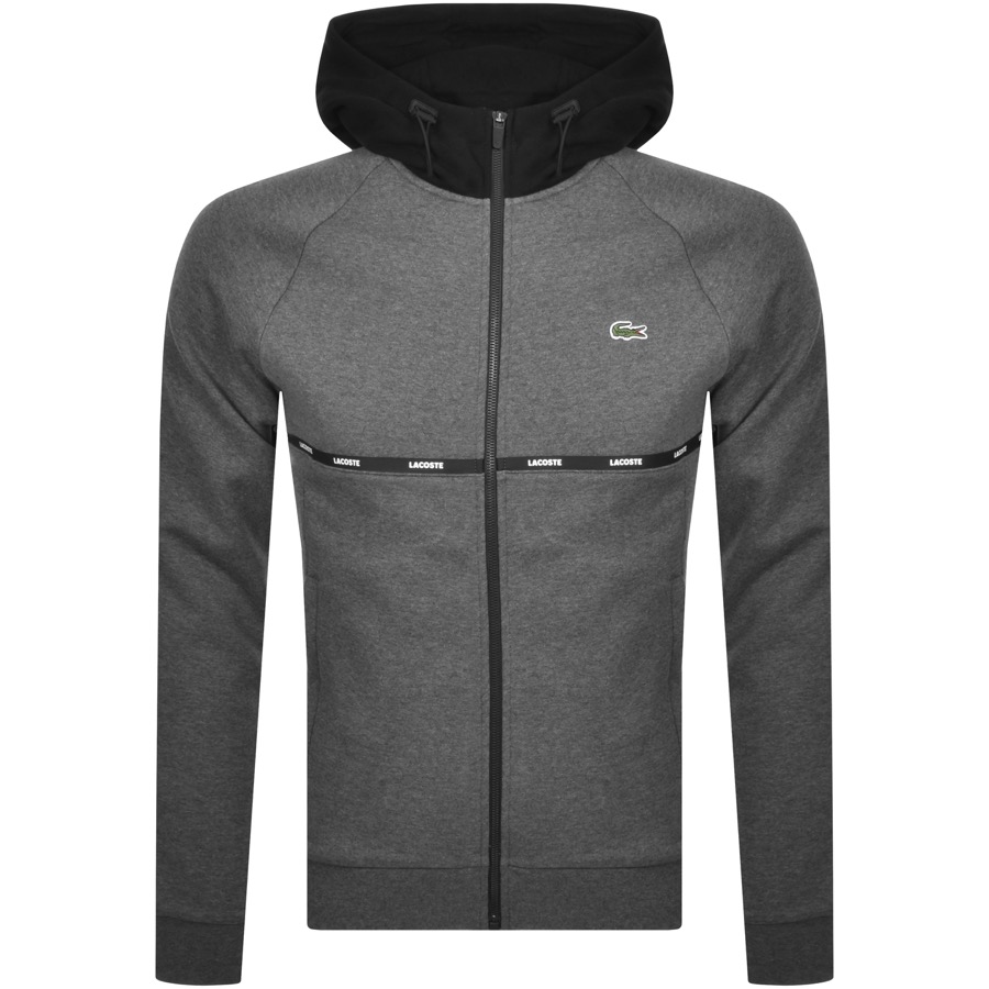 lacoste sport full zip hoodie grey