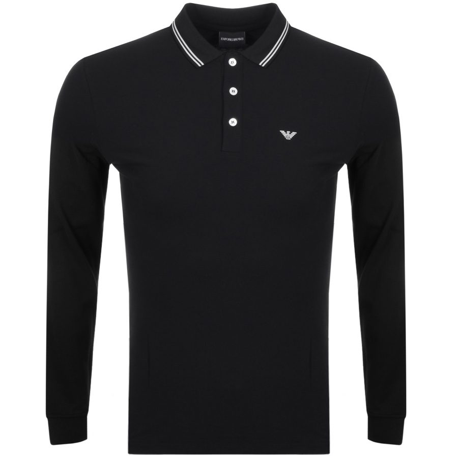 Emporio Armani Long Sleeved Polo T Shirt Black | Mainline Menswear